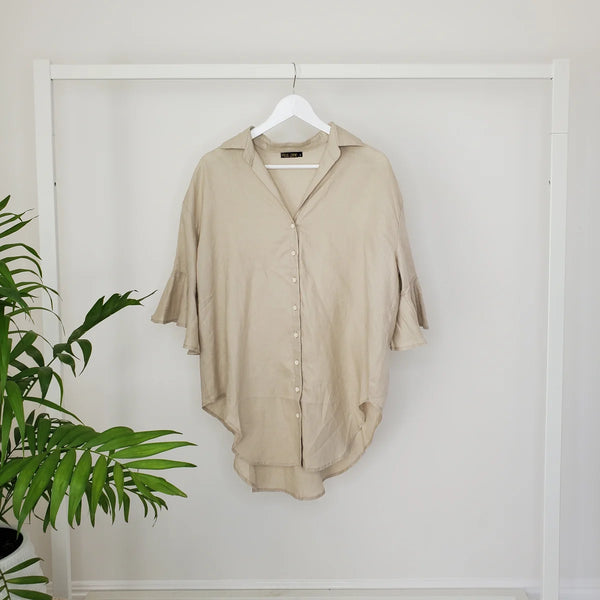Frill Shirt Linen - Natural